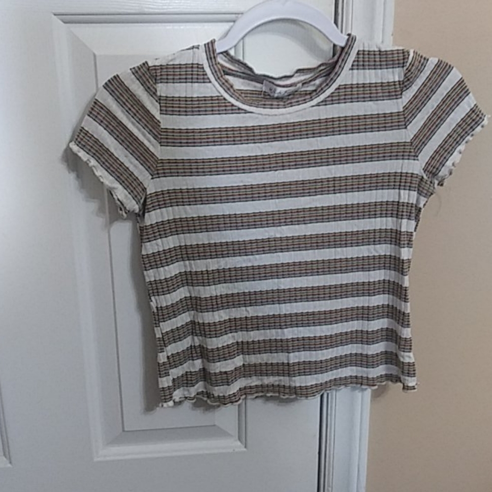 lettuce trim ribbed striped top